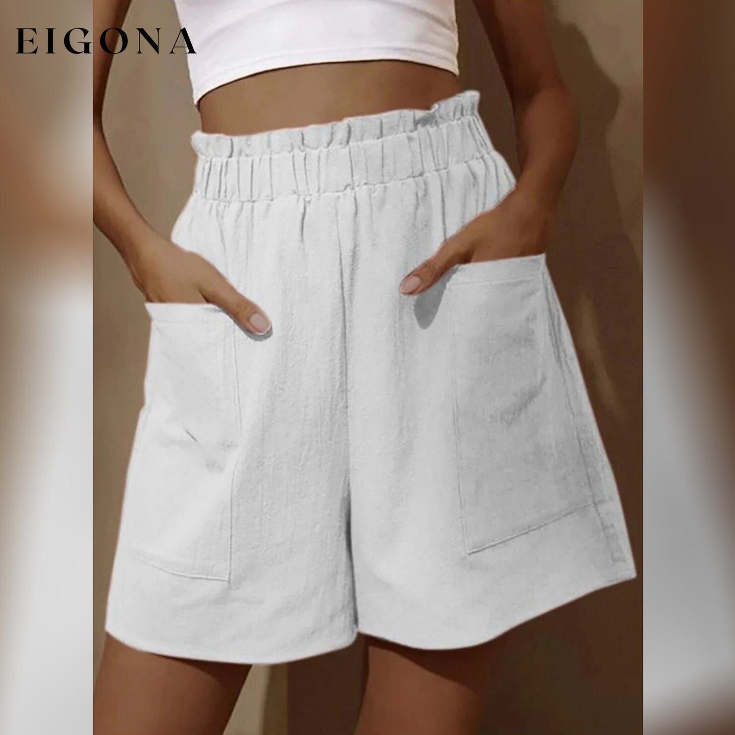 Women's Basic Essential Casual/Sporty Wide Leg Bermuda Shorts White __stock:200 bottoms refund_fee:800