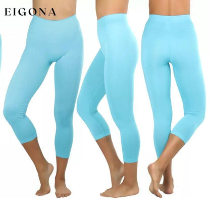 Women's Capri Seamless Lightweight Stretch Leggings Aqua __stock:350 bottoms refund_fee:800