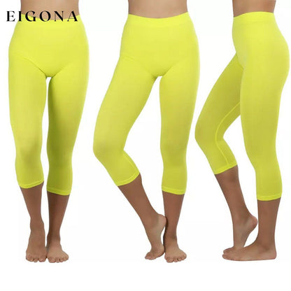 Women's Capri Seamless Lightweight Stretch Leggings Lime __stock:350 bottoms refund_fee:800