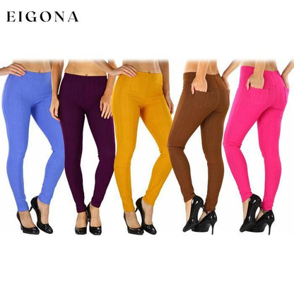 Women's Easy Pull-On Denim Skinny Fit Comfort Stretch Jeggings __stock:100 bottoms refund_fee:800 show-color-swatches