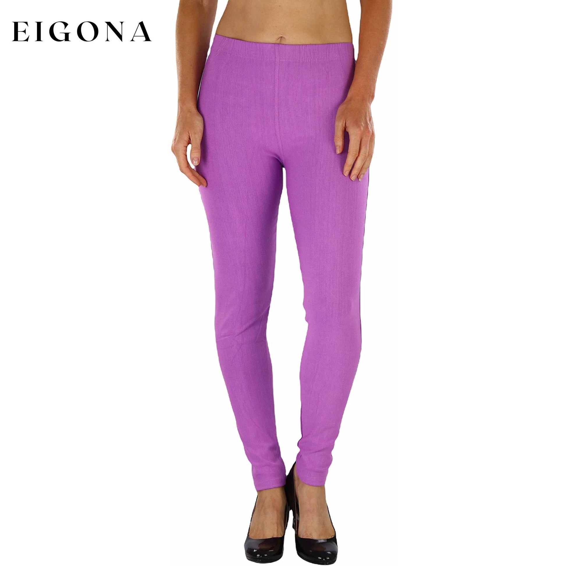 Women's Easy Pull-On Denim Skinny Fit Comfort Stretch Jeggings Violet __stock:100 bottoms refund_fee:800 show-color-swatches