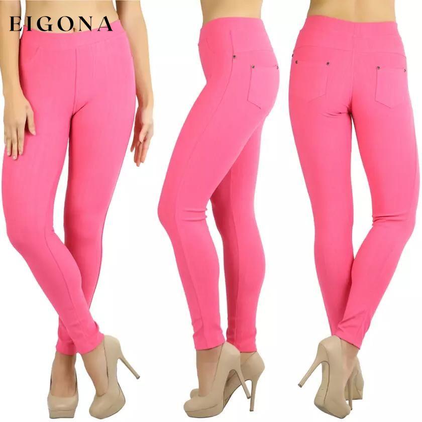 Women's Elegant Denim Like Back Pocket Jeggings Coral __stock:550 bottoms refund_fee:1200 show-color-swatches