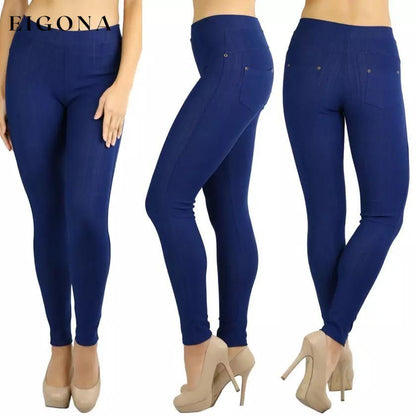 Women's Elegant Denim Like Back Pocket Jeggings Denim Blue __stock:550 bottoms refund_fee:1200 show-color-swatches