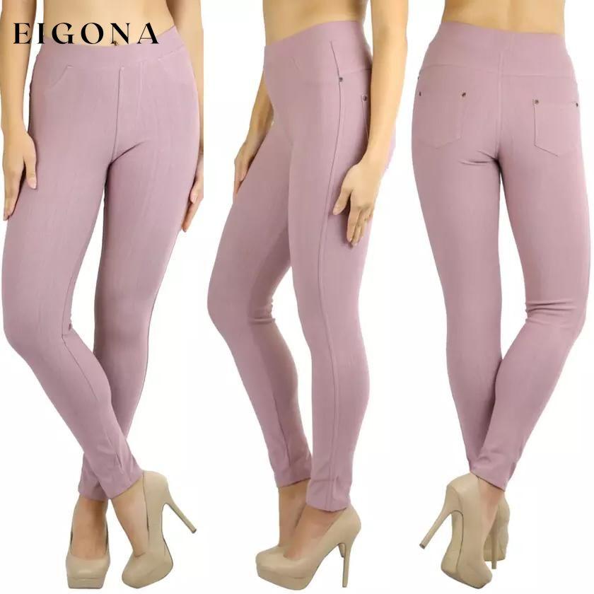 Women's Elegant Denim Like Back Pocket Jeggings Mauve __stock:550 bottoms refund_fee:1200 show-color-swatches