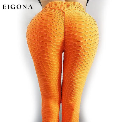 Women's Mid Waist Solid Colored Ruched Sports Yoga Normal Basic Legging Orange __stock:200 bottoms refund_fee:800 show-color-swatches