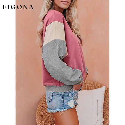 Women's Sweatshirt Pullover Color Block Patchwork __stock:50 clothes refund_fee:1200 show-color-swatches tops