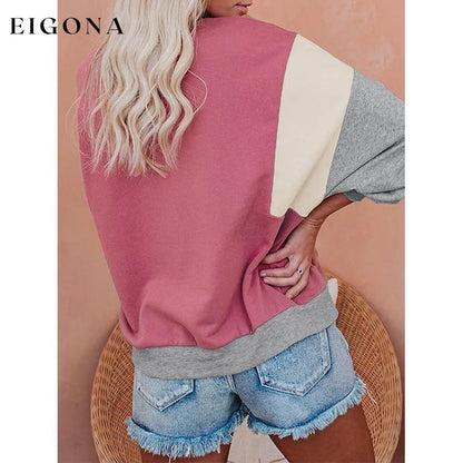 Women's Sweatshirt Pullover Color Block Patchwork __stock:50 clothes refund_fee:1200 show-color-swatches tops