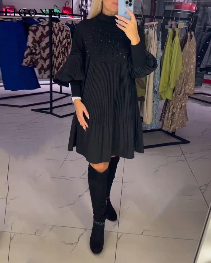 Balloon sleeve stand collar dress 2023 f/w 23BF casual dress