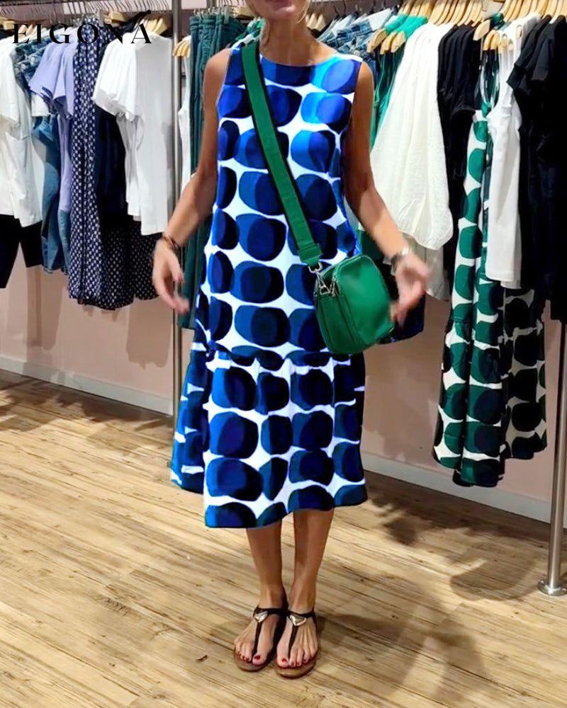 Round Neck Sleeveless Printed Dress casual dresses spring summer