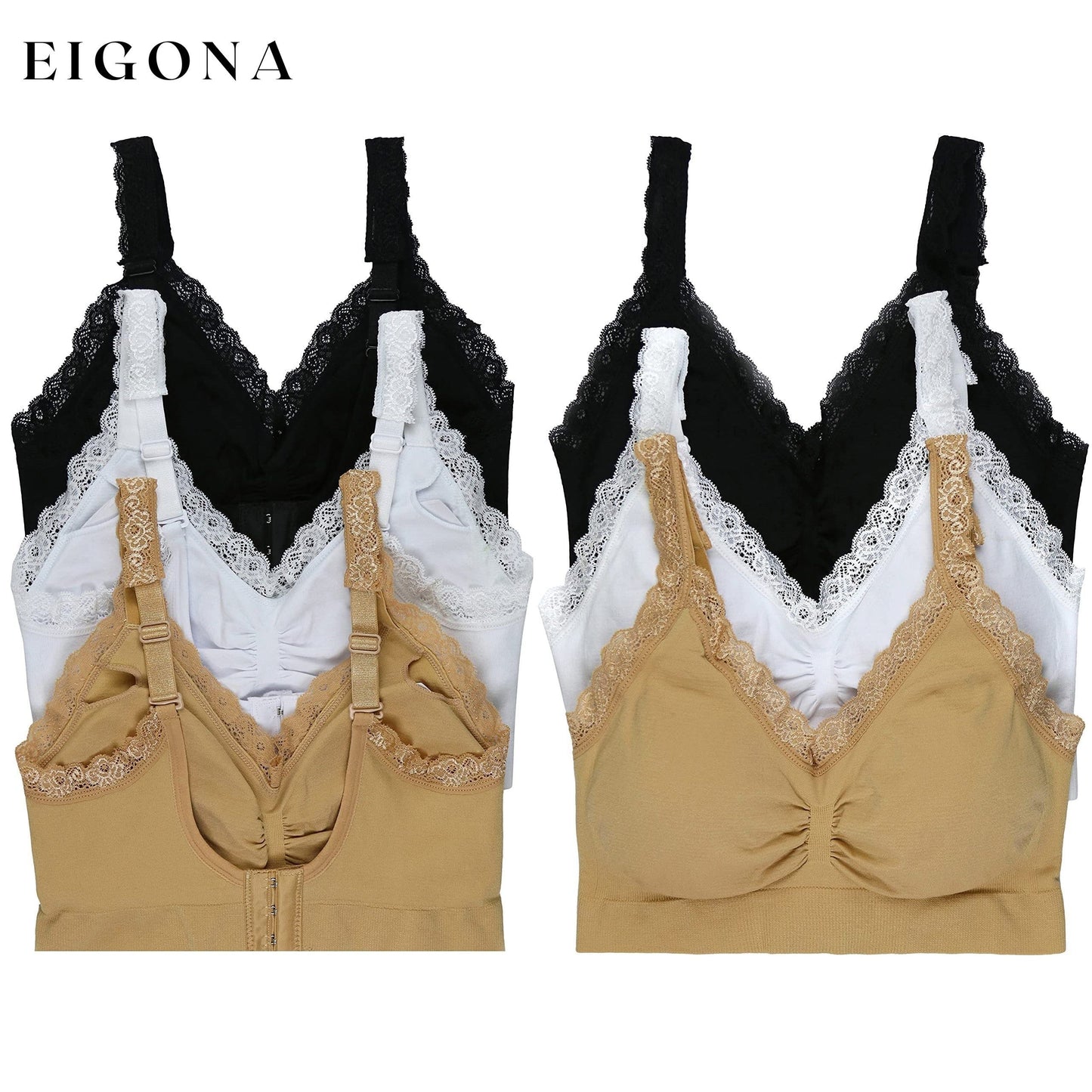 3-Pack: Women's Classic Adjustable U-Back Lace Trim Bralette __stock:100 lingerie refund_fee:1200