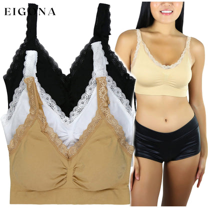 3-Pack: Women's Classic Adjustable U-Back Lace Trim Bralette __stock:100 lingerie refund_fee:1200