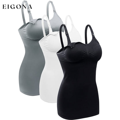 3-Pack: Womens Nursing Tank Tops Built in Bra for Breastfeeding __stock:200 lingerie refund_fee:1200