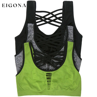 3-Pack: Women's Strappy Back Microfiber Sports Bras __stock:150 lingerie refund_fee:1200