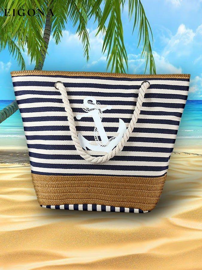 Striped Anchor Print Panel Shoulder Bag accessories bag