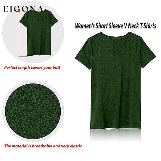 5-Pack: Ladies Ultra Soft Cotton Blend Basic V-Neck Short Sleeve Shirts __stock:1000 clothes refund_fee:1200 tops