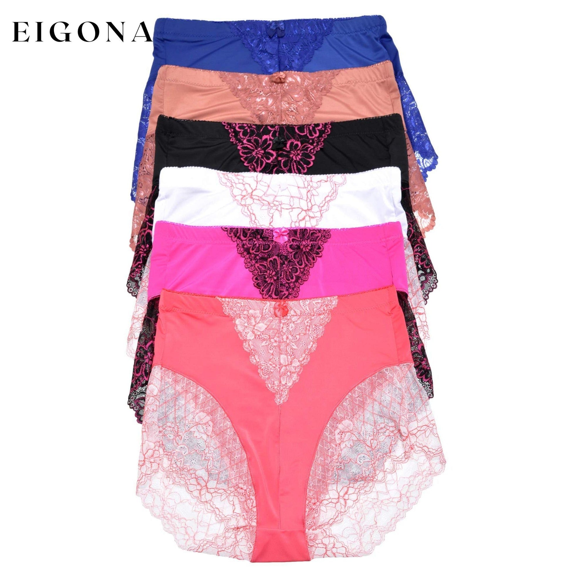 6-Pack: Women's High Rise Lace Leg Briefs Contrast __stock:100 lingerie refund_fee:1200