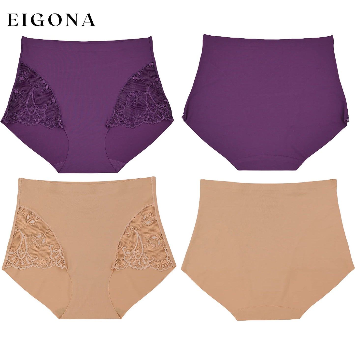 6-Pack: Women's High Waisted Seamless Laser Cut Side Lace Design Front Panties __stock:100 lingerie refund_fee:1200