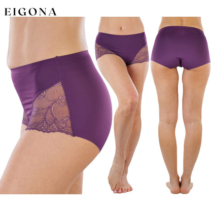 6-Pack: Women's High Waisted Seamless Laser Cut Side Lace Design Front Panties __stock:100 lingerie refund_fee:1200