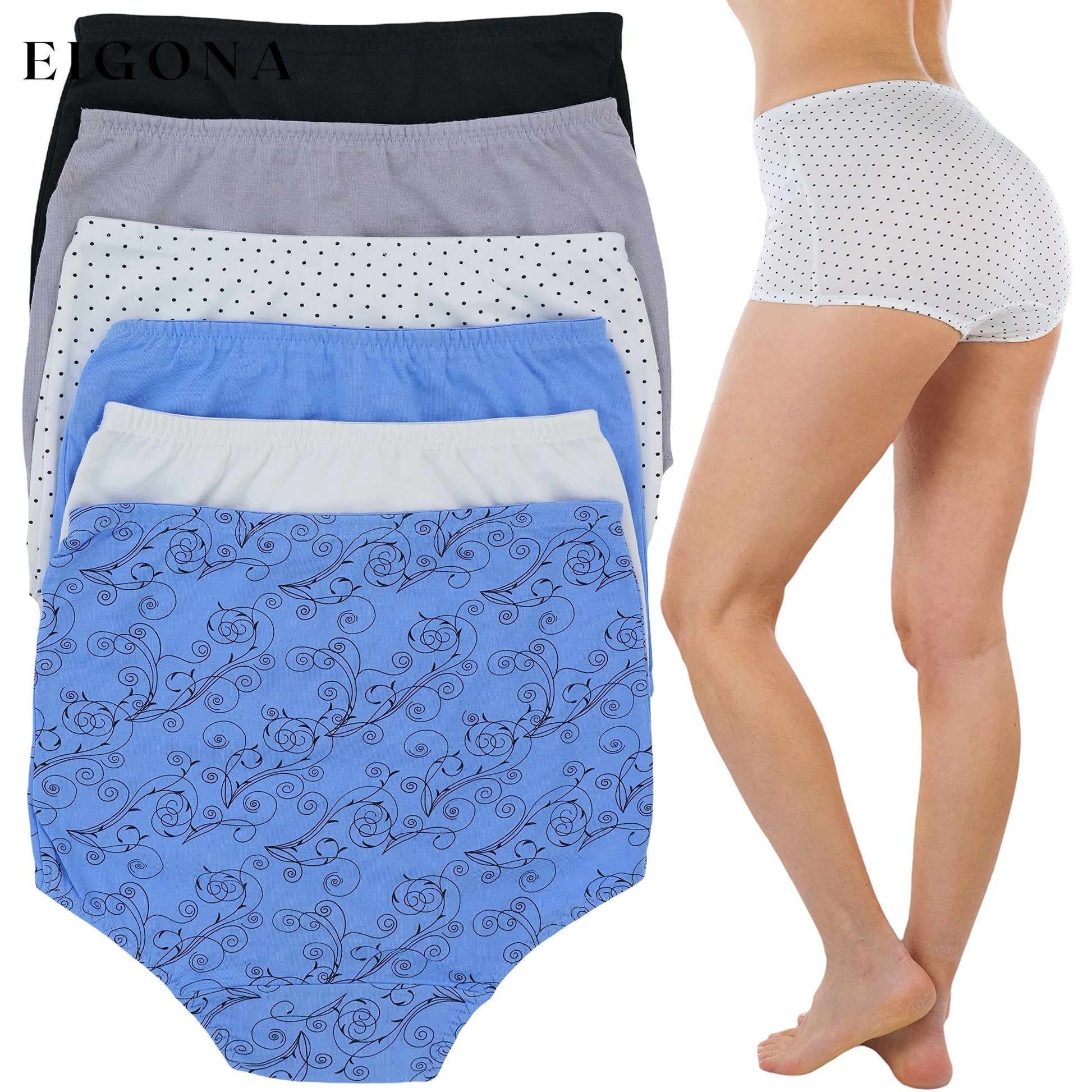 6-Pack: Women's High Waisted Solids and Prints Gridle Panties __stock:100 lingerie refund_fee:1200