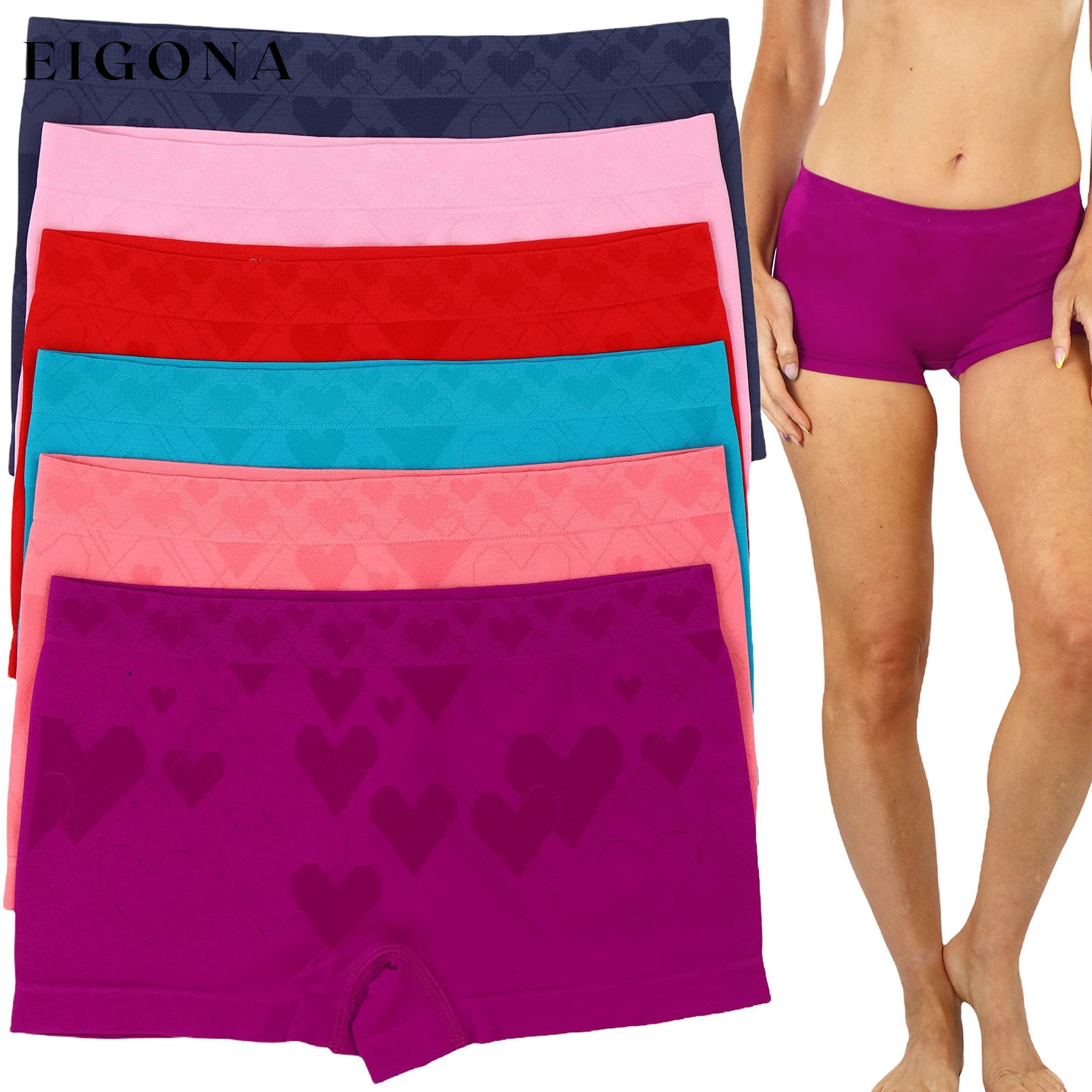 6-Pack: Women's Stretch Boyshort Panties Heart Patterned Front __stock:100 lingerie refund_fee:1200