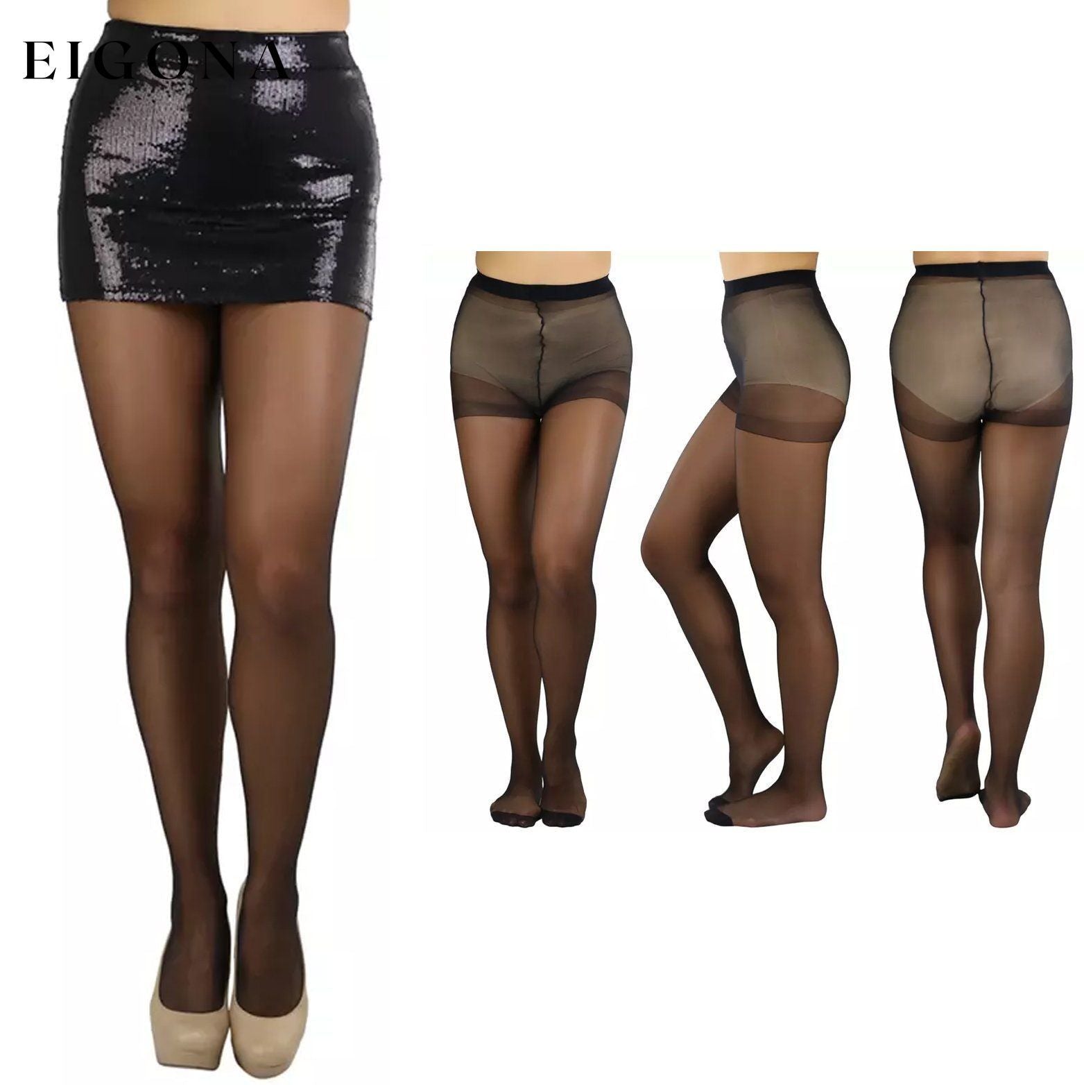 6-Pack: Women's Assorted Sheer Support Toe Pantyhose Black __stock:500 lingerie refund_fee:1200
