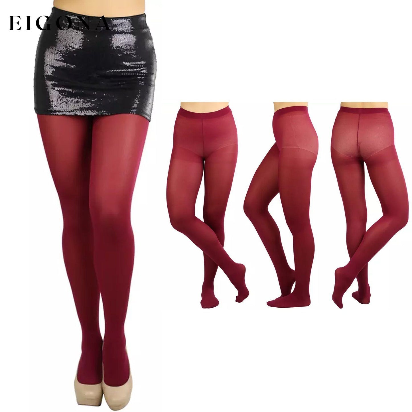 6-Pack: Women's Basic or Vibrant Semi Opaque Pantyhose Burgundy __stock:550 lingerie refund_fee:1200