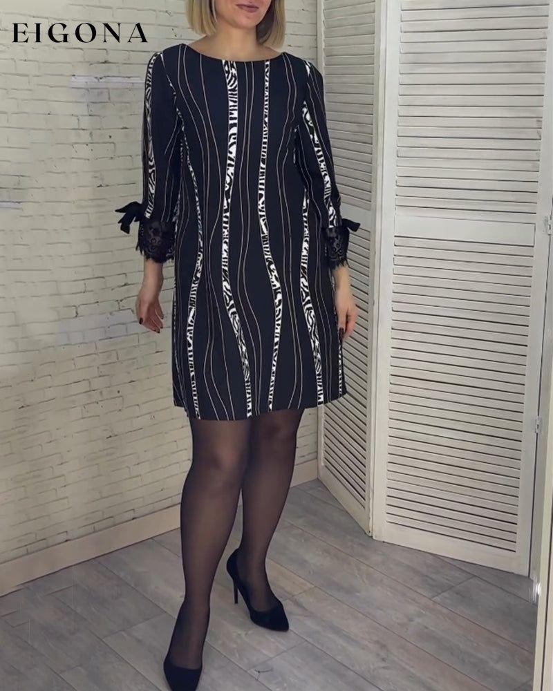 Knee-length striped dress black S 2023 f/w 23BF elegant dress spring