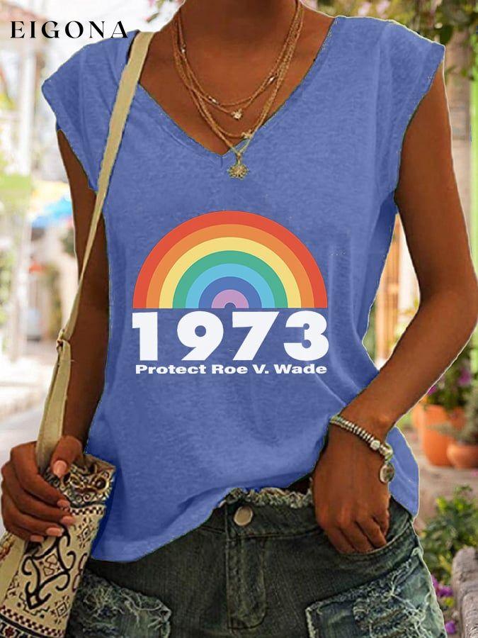 Rainbow Funny WordPrint Casual Tank Top roe