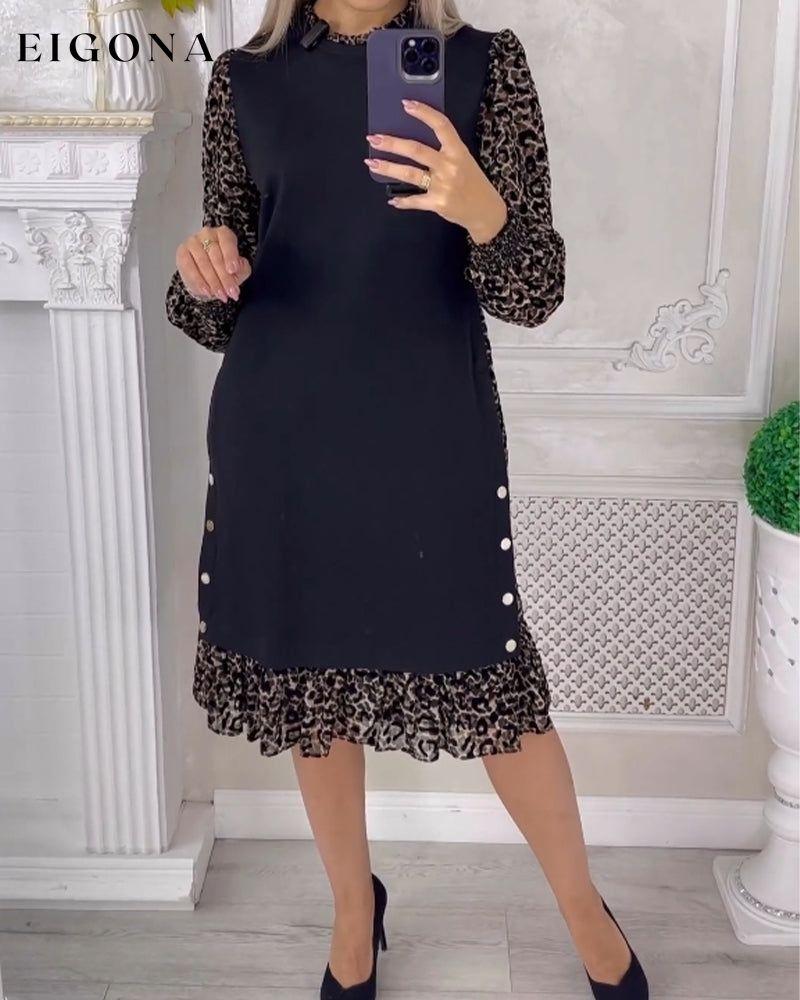 Elegant Shift dress with Color Block Black 2023 f/w casual dresses spring