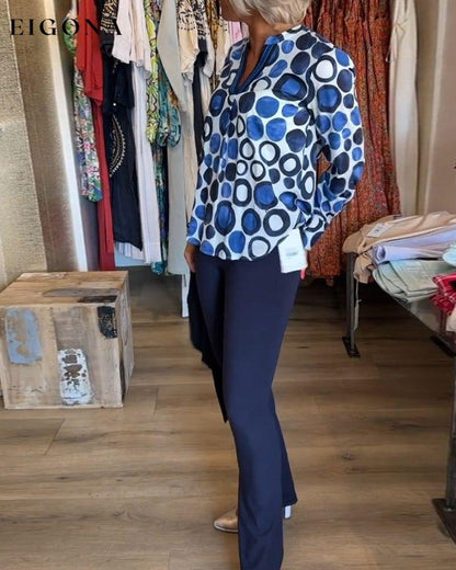 Polka dot print V-neck long-sleeve blouse blouses & shirts spring summer