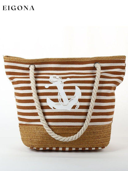 Striped Anchor Print Panel Shoulder Bag accessories bag