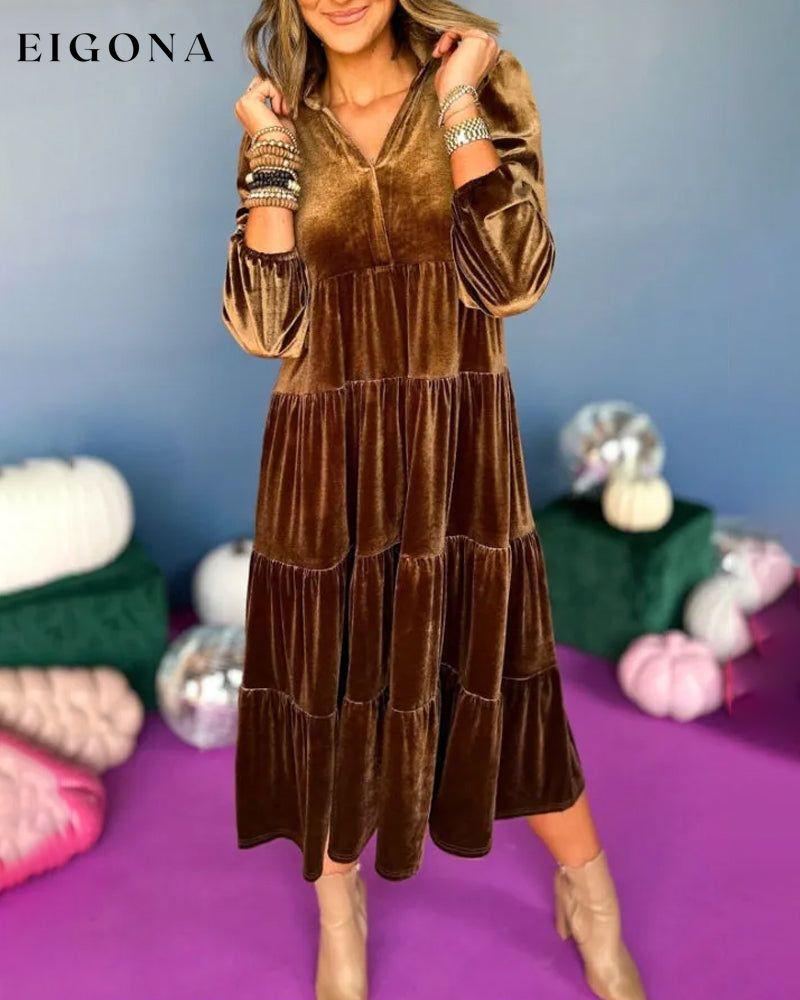 Long-sleeved velvet dress Brown 2023 f/w 23BF casual dress spring