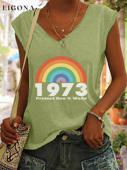 Rainbow Funny WordPrint Casual Tank Top roe