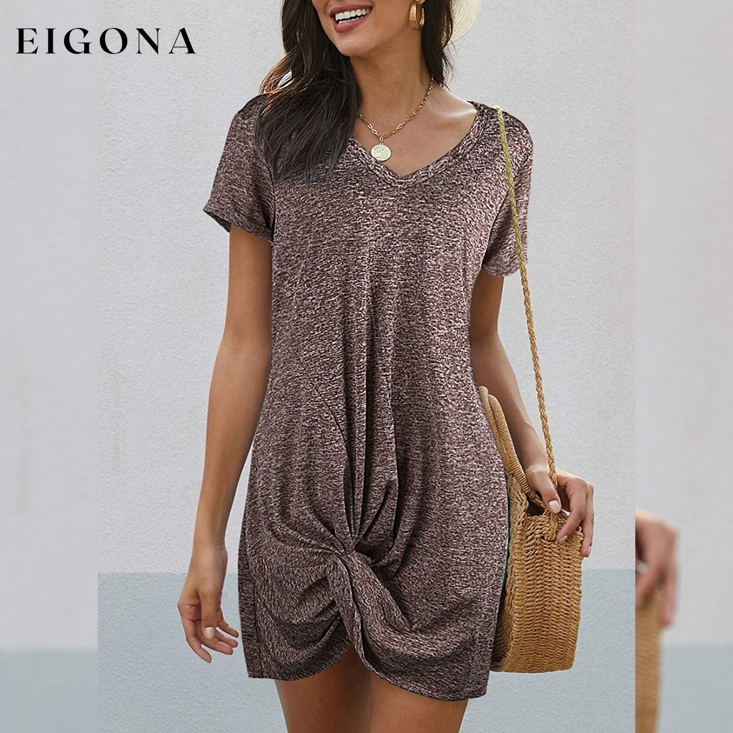 Womens Short Sleeve Tshirt Side Knot Mini Dress __stock:500 casual dresses clothes dresses refund_fee:800