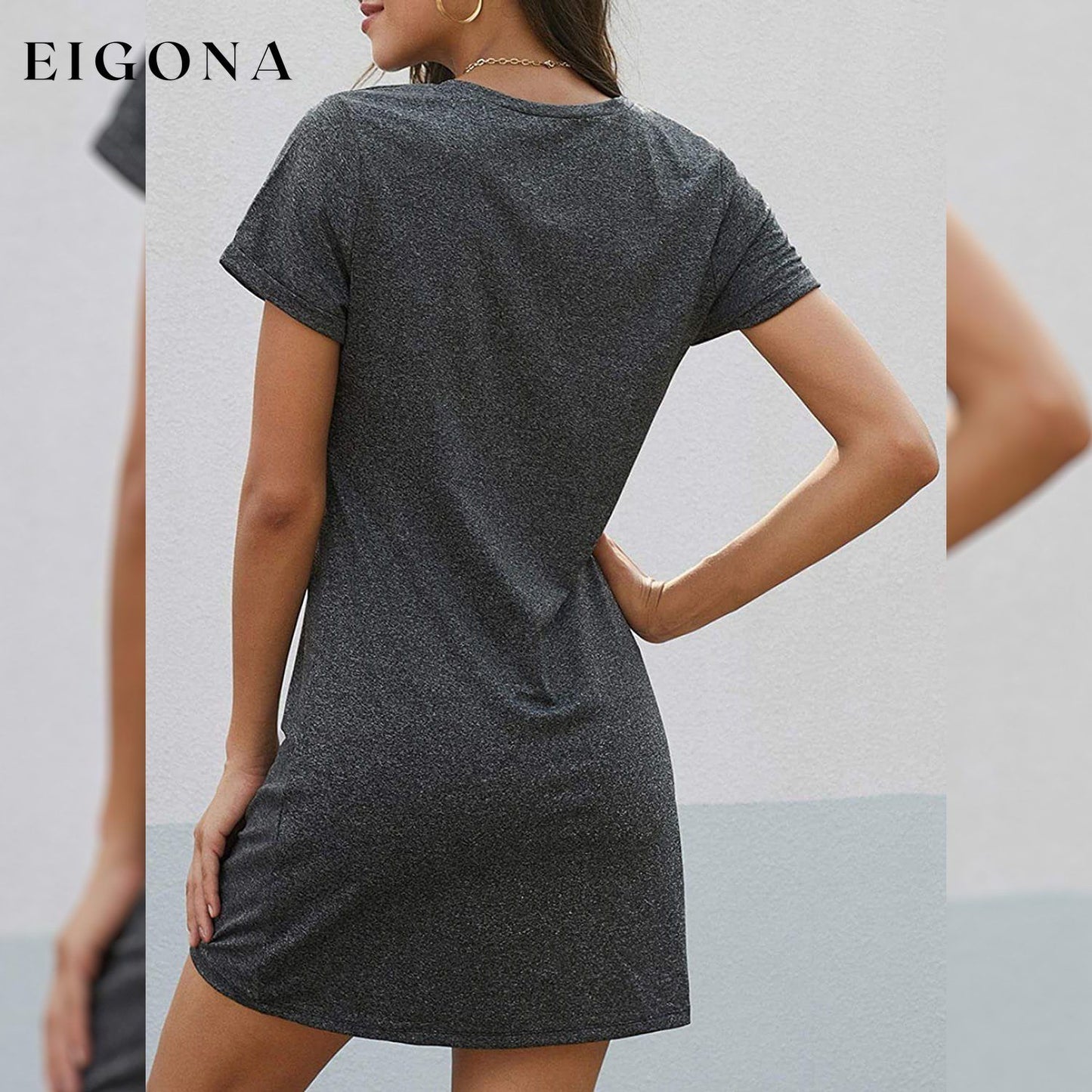 Womens Short Sleeve Tshirt Side Knot Mini Dress __stock:500 casual dresses clothes dresses refund_fee:800