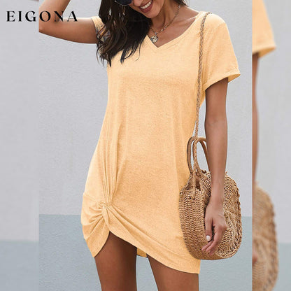 Womens Short Sleeve Tshirt Side Knot Mini Dress __stock:500 casual dresses clothes dresses refund_fee:800