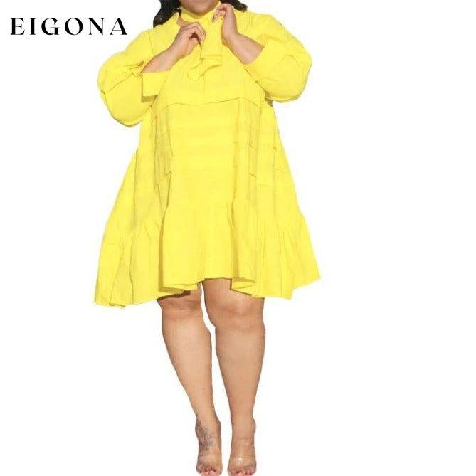 Women's Oversized Loose Ladies Midi Dress Yellow __stock:500 casual dresses clothes dresses Low stock refund_fee:1200