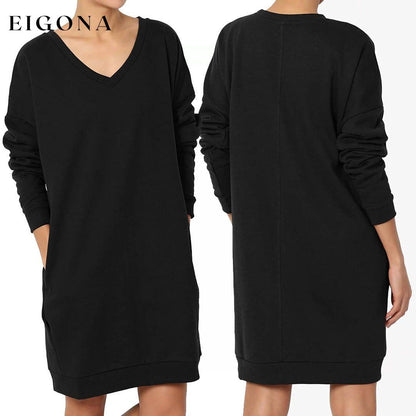 Haute Edition Women's Oversized Pullover Sweatshirt Dress Black __stock:500 casual dresses clothes dresses refund_fee:1200