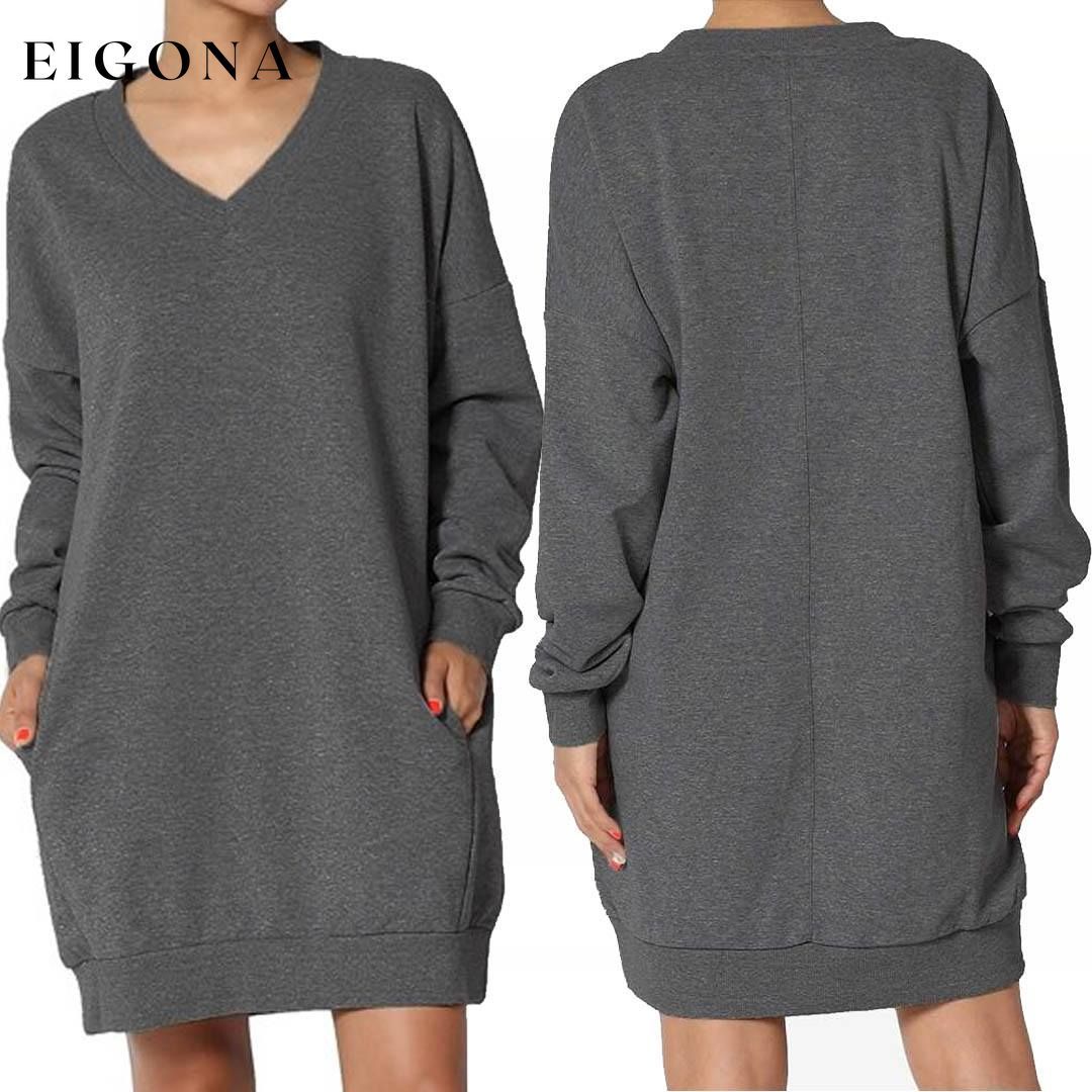 Haute Edition Women's Oversized Pullover Sweatshirt Dress Dark Gray __stock:500 casual dresses clothes dresses refund_fee:1200