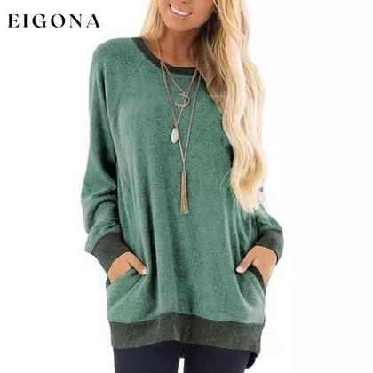 Haute Edition Women's Ultra Soft Long Sleeve Pullover Sweatshirt Green __label1:BOGO FREE Clearance clothes PriceCheck refund_fee:1200 tops