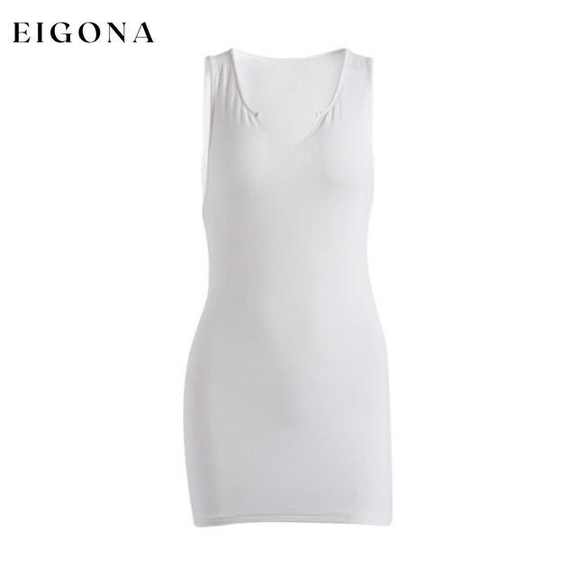 Cotton Sleeveless V-Neck Ladies Dress White __stock:500 casual dresses clothes dresses refund_fee:800 show-color-swatches