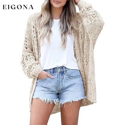 Ladies Crochet Cardigan Sweater Beige __stock:50 Jackets & Coats refund_fee:1200