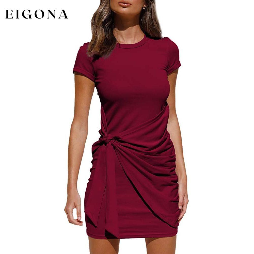 Women's Summer T Shirt Dress Wine Red __stock:200 casual dresses clothes dresses refund_fee:1200