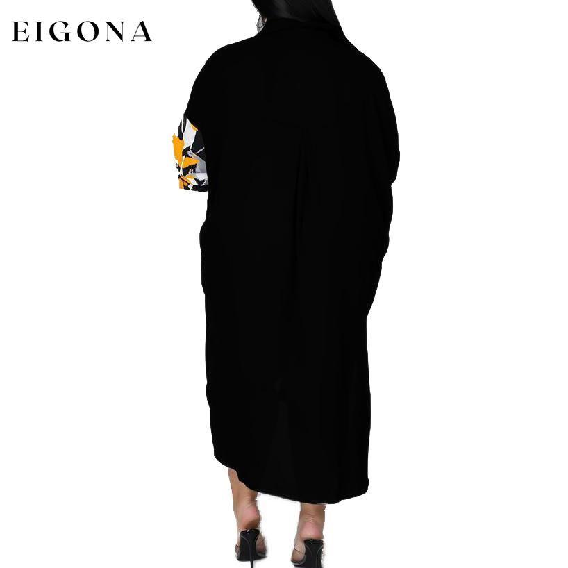 Plus Size Dress Color Block Loose Shirt Dress __stock:500 casual dresses clothes dresses refund_fee:1200