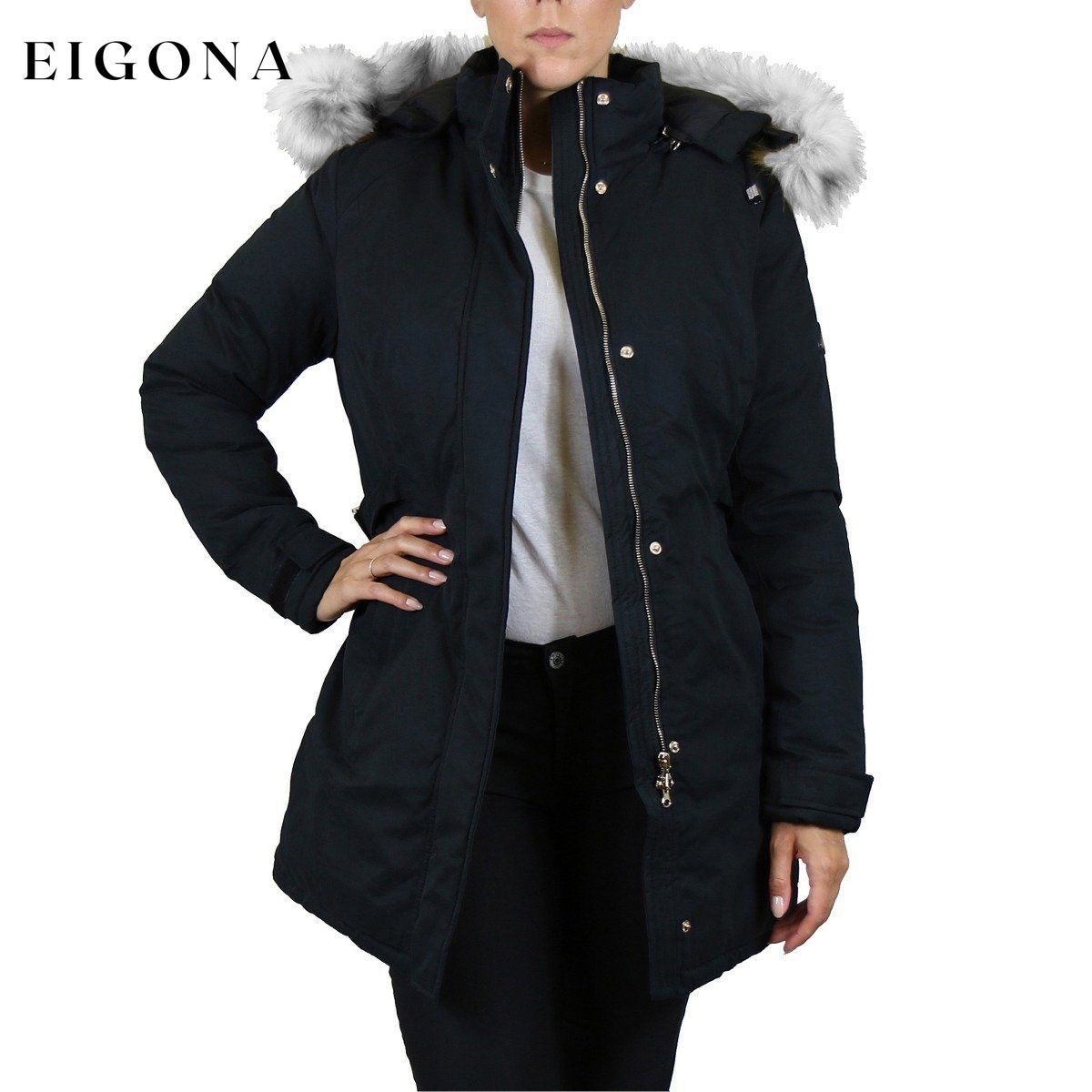 Spire By Galaxy Heavyweight Women's Parka with Hood Black __stock:50 Jackets & Coats refund_fee:1800