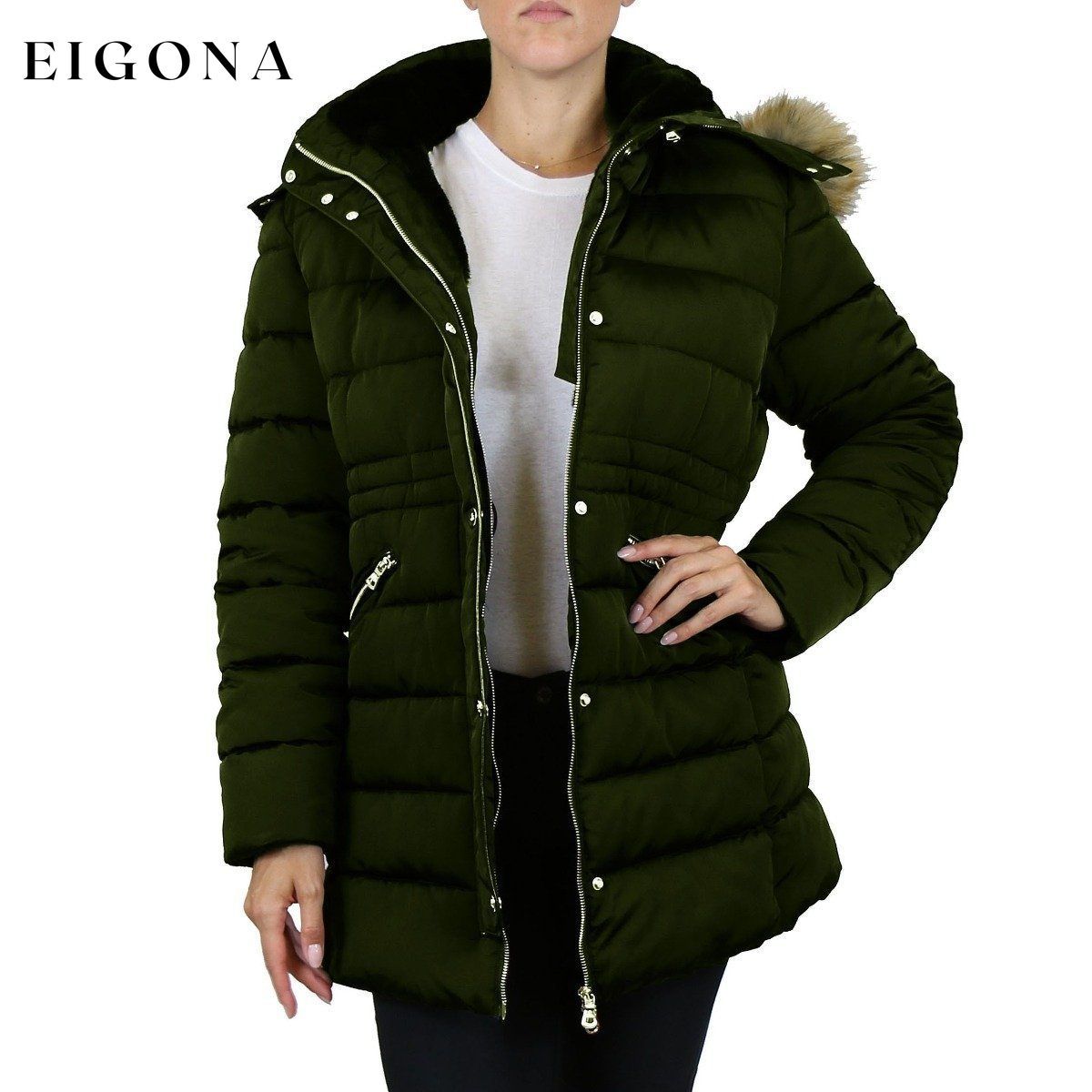 Spire By Galaxy Heavyweight Women's Parka with Hood Nova Dark Olive __stock:50 Jackets & Coats refund_fee:1800