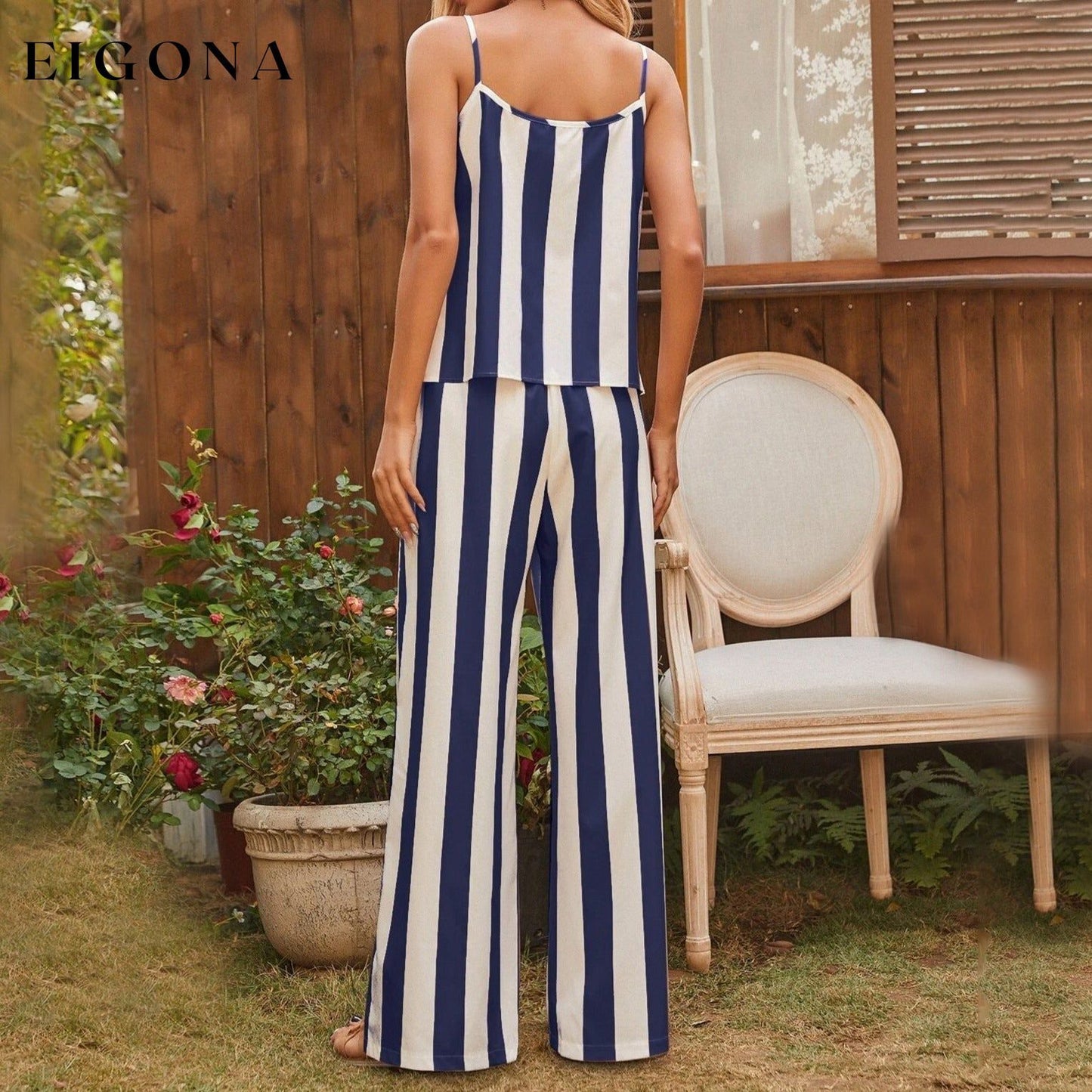 Striped Cami Top and Knot Waist Pants __stock:200 casual dresses clothes dresses refund_fee:1200 show-color-swatches