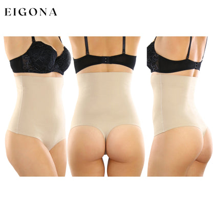 Women's High Waisted Smooth and Silky Torso Control Thong Shapewear __stock:250 lingerie refund_fee:800