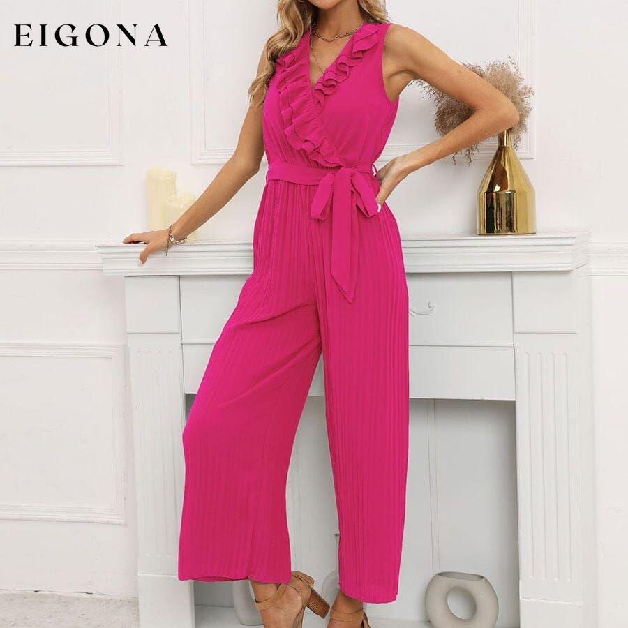 V-Neck Sleeveless Straight Summer Jumpsuit Rose __stock:200 casual dresses clothes dresses refund_fee:1200