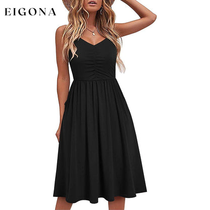 Women Sleeveless Cotton Summer Beach Dress Black __stock:200 casual dresses clothes dresses refund_fee:1200